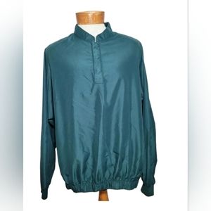 Footjoy Pullover Men's Large Windbreaker 1/4 Snap Button Green Golf Athletic